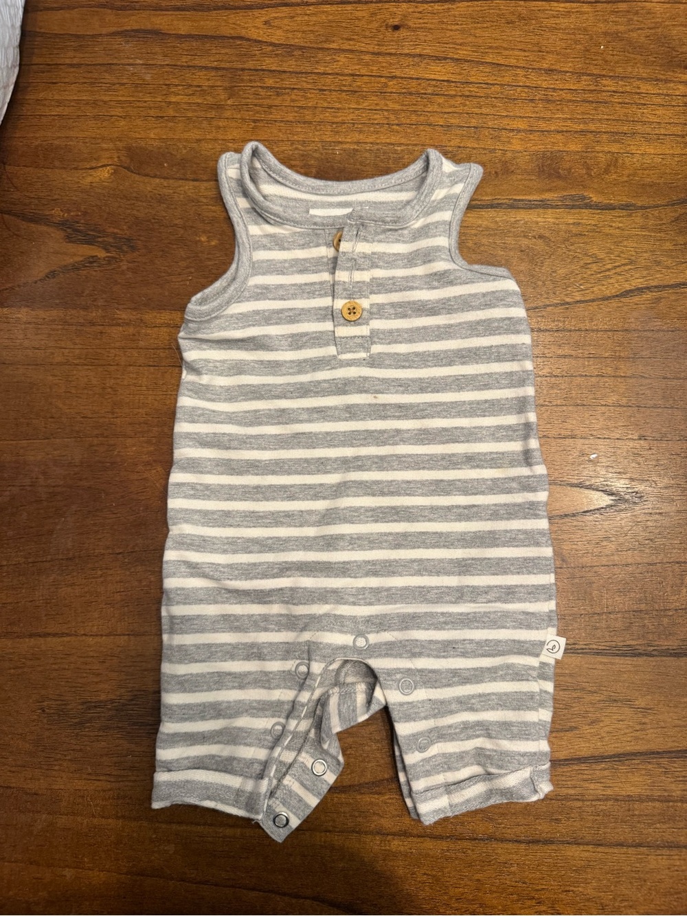Little Planet Striped Gray & White Baby Romper (NB)